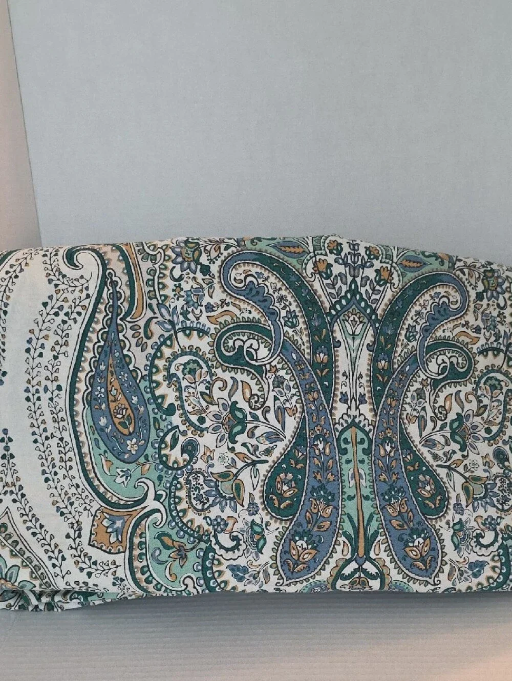 Indigo Collection Teal Blue Tan Paisley Boho Cotton Full Duvet Cover